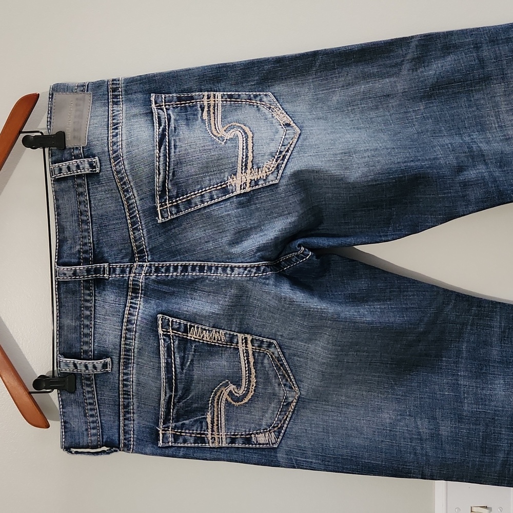 Mens Silver Zac Boot Cut Jeans sz 36x32 stretch cotton denim